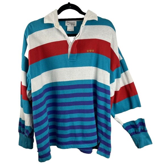 Davison's of Bermuda Vintage Cotton Striped Rugby Shirt Men's Size L - Picture 1 of 11